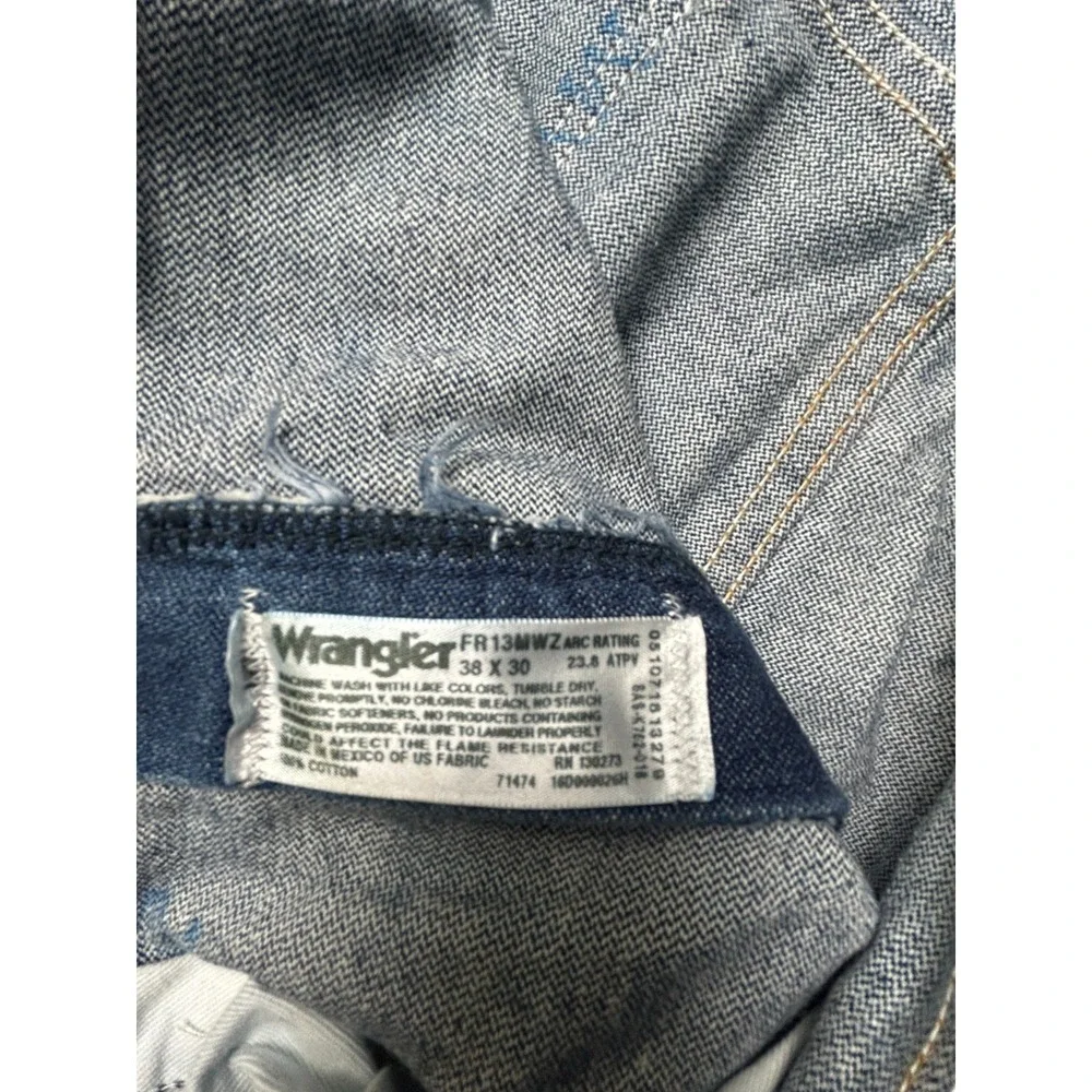 Wrangler FR 13MWZ Jeans Mens 38x30 Flame Resistant Dark Wash Work Denim Pants